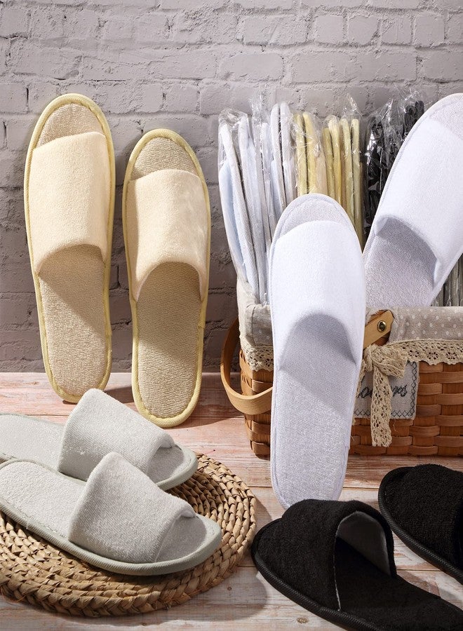 Silicherry 12 Pairs House Slippers for Guests Disposable Open Toe Spa Slippers Unisex Travel Slipper Bulk for Halloween Christmas Wedding Party(Black, White, Khaki, Light Gray,L) - Image 4